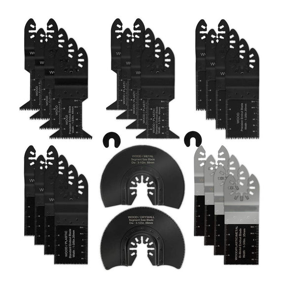 Drillpro 24Pcs Oscillating Saw Blade Multi Tool Quick Release Saw Blades Kit for Metal Wood Plastic Cutting Oscillating Tools for Dewalt/Porter C-able/Ryobi/Fein Multi/B-osch/Dremel