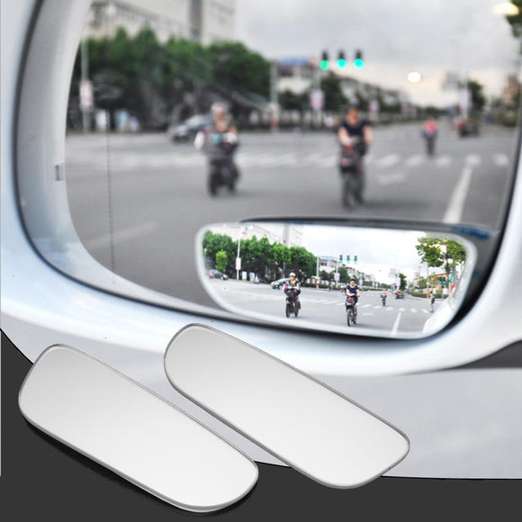 2pcs Slim Car Rear View Blind Spot Mirror 360 Rotating Convex Wide Angle Glass Mirror