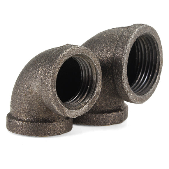 1/2 Inch 4/3 Inch Black 90 degree Malleable Iron Pipe Threaded Elbow For DIY Flange Fittings Bracket