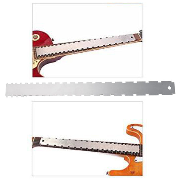 Stainless Steel Electric Guitar Neck Notched Fingerboard Ruler Repair Tool