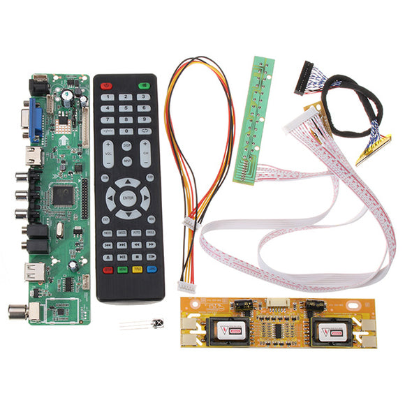 V56 Universal TV LCD Driver Board PC / VGA / HD / USB Interface + 4 Lamp Inverter + 30pin 2ch-8bit