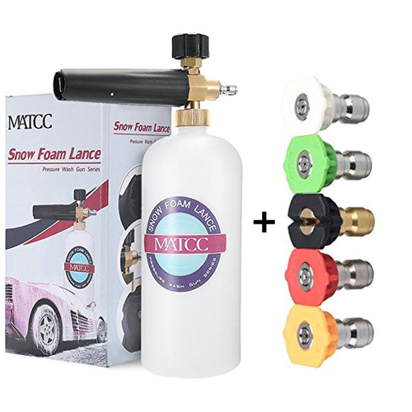 MATCC Adjustable Foam Cannon Bottle Snow Foam Lance with 1/4Inch Quick Connector