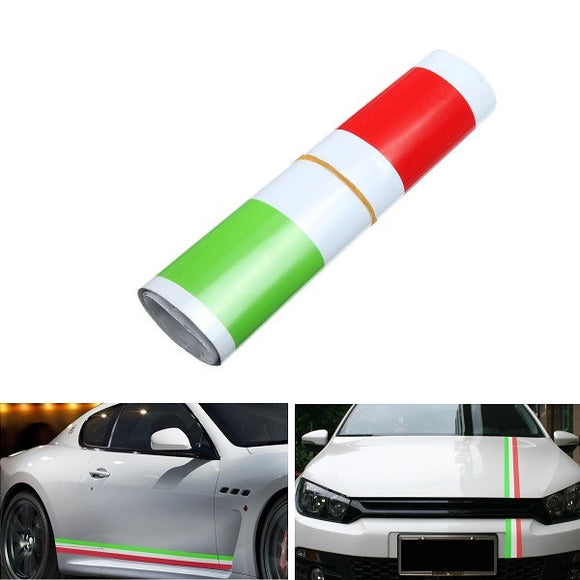 1.2m Italian Flag Style Stripes Stickers Auto Vehicle Hood Bumper Vinyl Decals