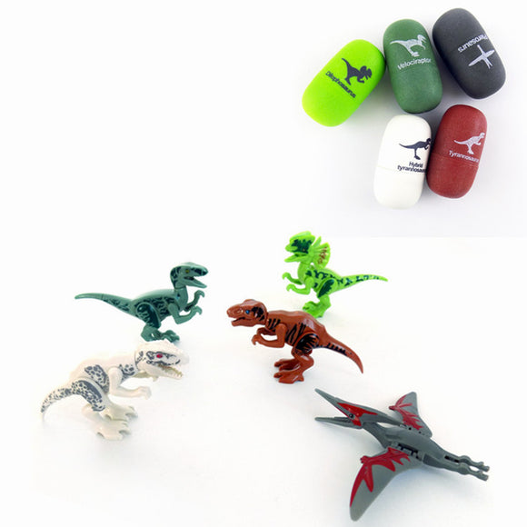 5PCS/Set Dinosaur Egg Velociraptor Blocks Toys Kids Gift Collection With Packing
