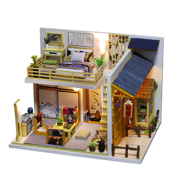 iiecreate J-002 Japanese Plain Room Handmade DIY Cabin Doll House With Dust Cover Music Motor