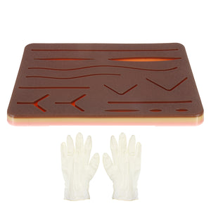 3D Silicone Human Traumatic Skin Model Mould Portable Suturing Practice Training Pad for Medical Student with 1 Pair Gloves