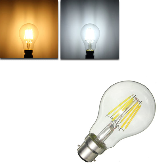 Dimmable B22 A60 6W Pure White Warm White COB Filament Edison Retro Light Lamp Bulb AC220V