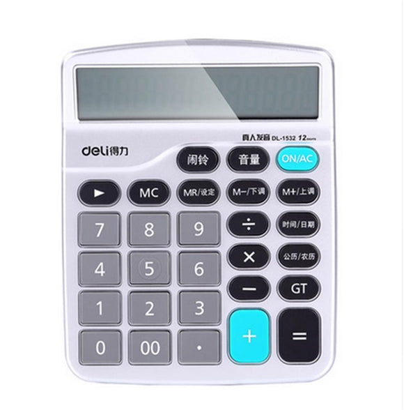Deli 1532 12 Digit Voice Calculator For School Office Calculation
