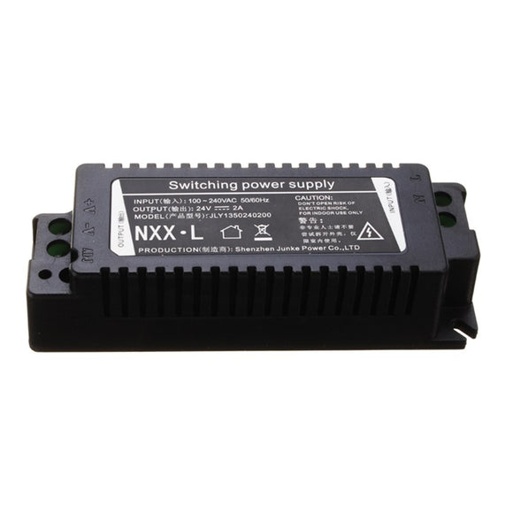 AC100-240V to DC24V 2A 48W Lighting Transformer LED Driver for Indoor Use