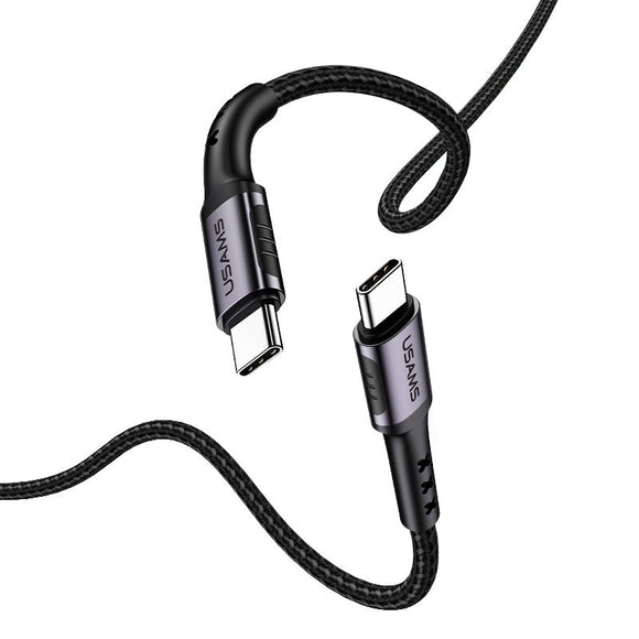 USAMS U25 Nylon Braid Type-C to Type-C 3A Fast Charging Data Cable for Mobile Phone