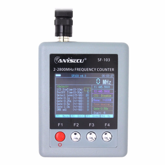 Anysecu SF103 2MHz-200MHz / 27MHz -2800MHz Portable Walkie Talkie Frequency Counter CTCCSS/DCS Testa