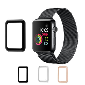 Aluminum Alloy Edge 0.2mm Tempered Glass Screen Protector Film for Apple Watch Series 3 38mm