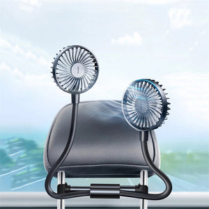 Baseus CXJF-01 Foldable USB Car Fan 360 Degree All-Round Adjustable Auto Air Cooling Dual Two Head Fans 2 Speed Strong Wind Headrest Fan