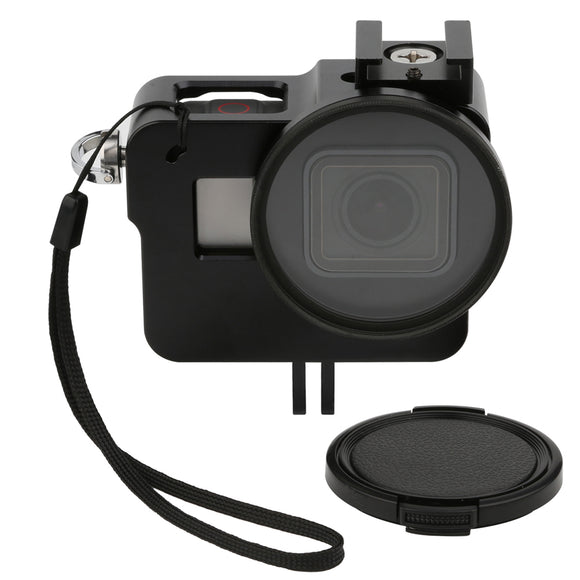 SHOOT XTGP354B CNC Aluminum Alloy Protective Case with 52mm UV Lens Filter for GoPro HERO 5 6 Camera