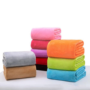 27.6x39.4inch Travel Warm Velvet Blanket Double-sided Air-conditioned Solid Blankets Bedding