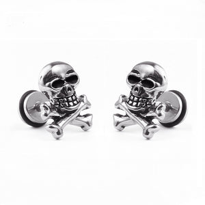 1pc Unisex Retro Stainless Steel Ear Stud Skull Earring Gift for Men Women