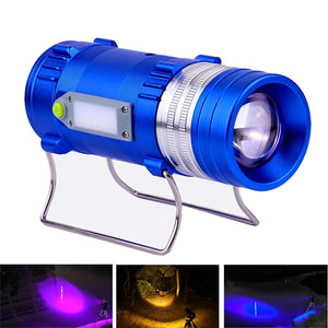 XANES 600LM 4 Color LEDs 500M Range Zoomable Rechargeable LED Fishing Flashlight Lamp With Charger