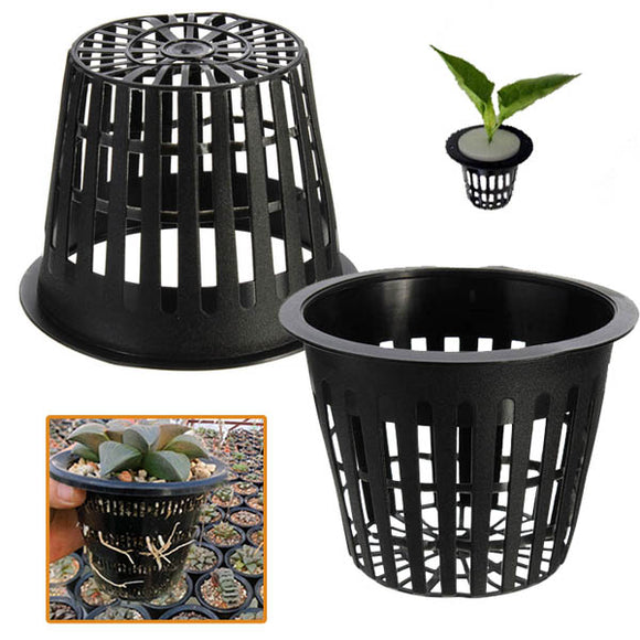 10pcs Black Plastic Hydroponic Planting Mesh Net Pot Baskets Garden Plant Grow Cup