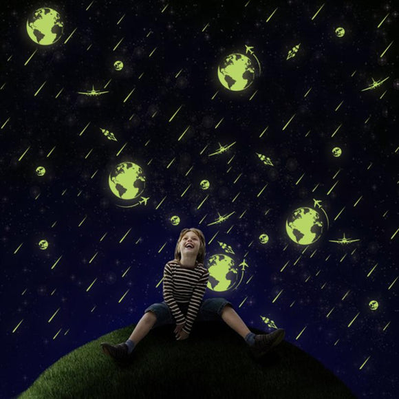 Cartoon Universe Meteor Shower Luminous DIY PVC Wall Sticker Kids Room Home Decor Art Mural Decal