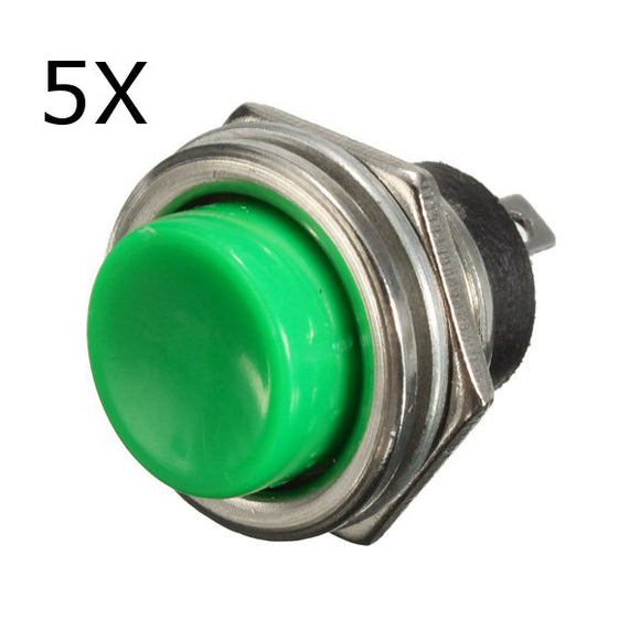 5Pcs 3A 125V Momentary Push Button Switch OFF-ON Horn Green Plastic