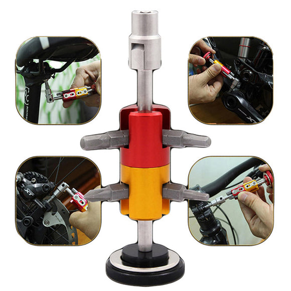 SRWRN 6-In-1 CNC Multifunctional Bicycle Repair Tool Hexagon T25 Wrench Phillips Screwdriver Tool