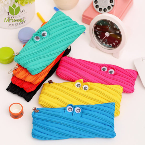 1pcs Zipper Eye Multifunction Cartoon Pencil Case For School Stationery Supplies Pen Bag Gift