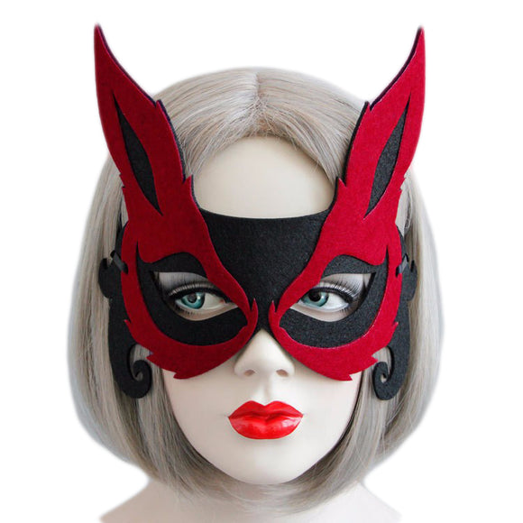 Red Devil Mask Cosplay Felt Cloth Ribbon Masquerade Mask