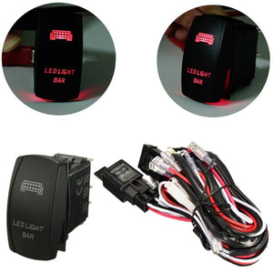 12V LED Light Bar Laser Rocker On/Off Switch Wiring Harness 40A Relay Fuse Red