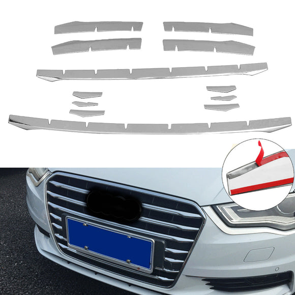 Stainless Steel Front Bumper Air Grille Grill Moulding Trim Strip for Audi A3 8v Sedan 2014-2018