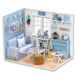 DIY Handcraft Miniature Doll House Kit My Little Boys Dollhouse Living Room