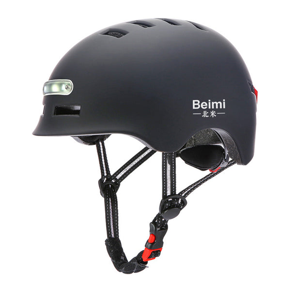 Beimi Safety Half Face Helmet with LED Warning Light Breathable Cycling Men Women Bicycle Riding Equipment for Motorcycle Electric Scooter Road Bike