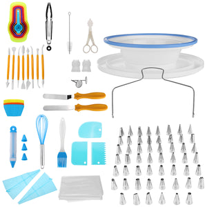 118 PCS Cake Decorating Tools Set DIY Cake Piping Tips Turntable Rotating Cake Stand Pastry Nozzle Baking Tools