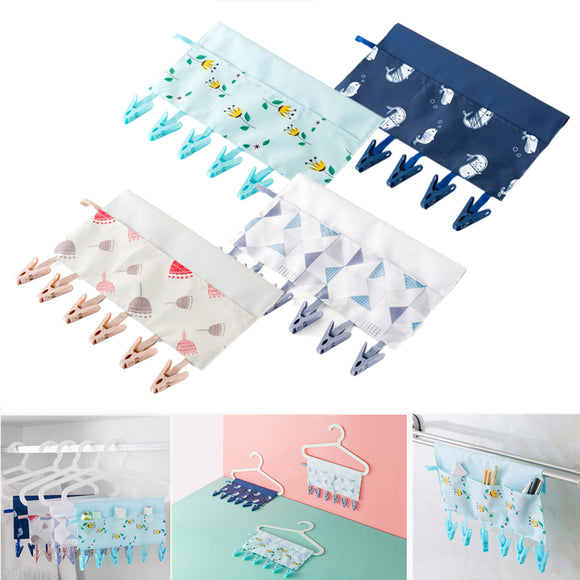 IPRee 34x23cm Folding Clothes  6 Clips Hanger Rack Cloth Clip Multifunctional Travel Clothespin