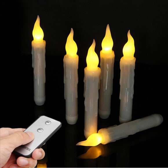 6PCS Flameless Battery Powered Warm White LED Birthday Wedding Candle Night Light+Remote Control