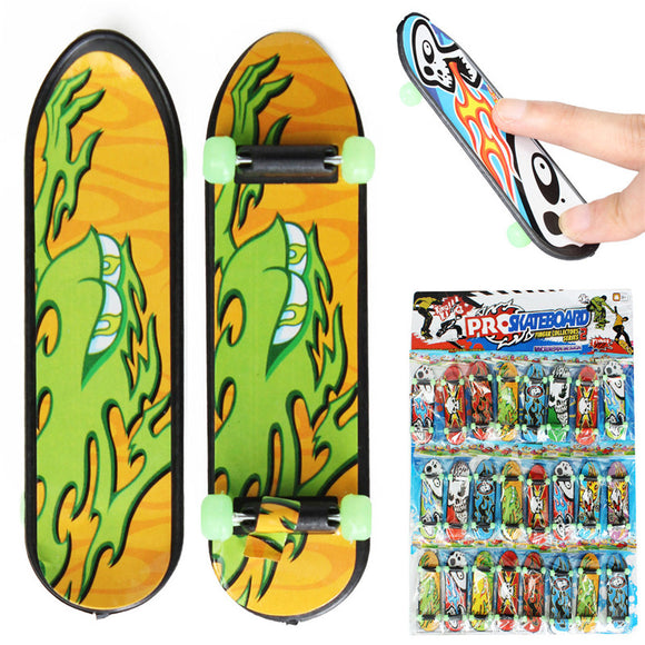 24pcs 3.94 Mini Skateboard Teach Deck Finger Board Luminous Bearing Wheel
