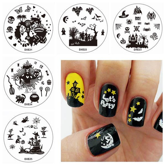 Halloween Nail Art DIY Stamp Set Monster Bat Stamping Printing Image Template Plates