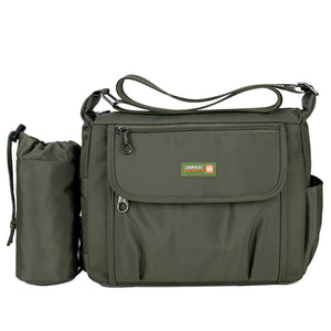 Mens Nylon Messenger Bag Casual Travel Bag with Detachable Water Bottle Holder