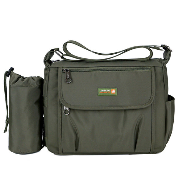 Mens Nylon Messenger Bag Casual Travel Bag with Detachable Water Bottle Holder