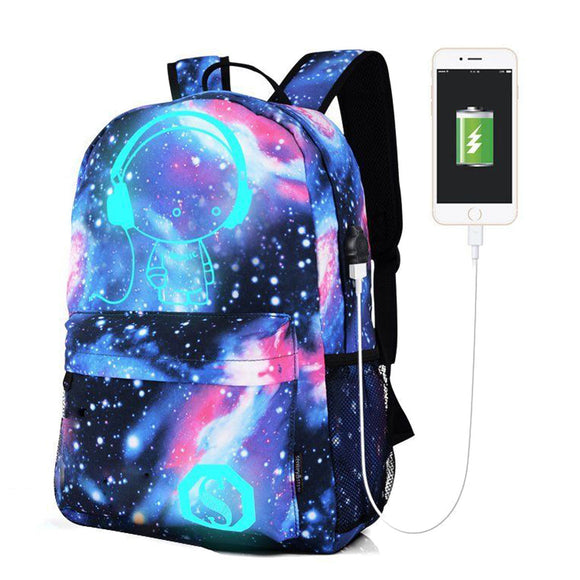 Men's Galaxy Pattern Anti Theft Laptop Bag Backpack Travel Bag With External USB Charging Port