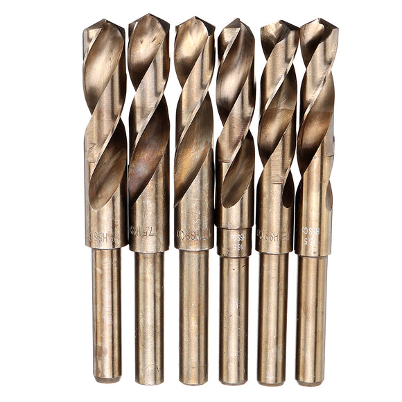 Drillpro HSS-Co Cobalt Reduced Shank Drill Bit M35 13.5-30mm HSS Drill Bit 1/2 Inch Shank for Wood Metal Stainless Steel Drilling