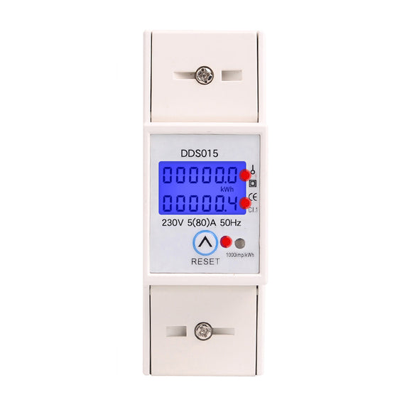 DDS015 Backlights Single Phase Energy Meter 5-80A 230V 50Hz Wattmeter Power Consumption Watt Electro