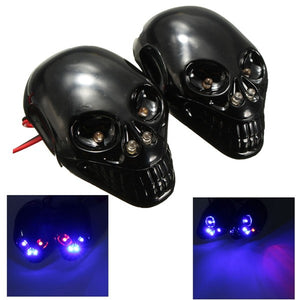 12V Motorcycle Skull Turn Signal LED License Plate Light Skeleton Head