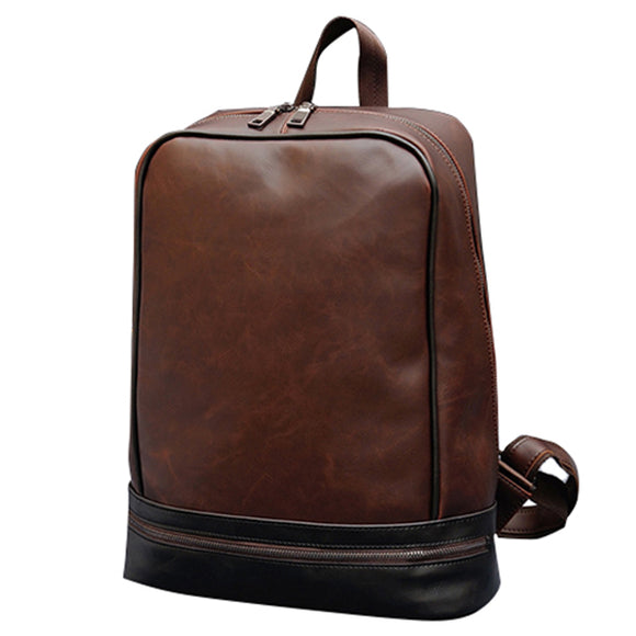 Men Vintage Brown Backpack Laptop Bag Preppy Style Fashion Mochila