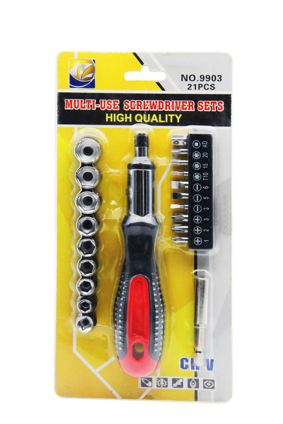 Outdoor 21 In 1  Screwdriver Tools Multi-function Rotating Head Ratchet Set