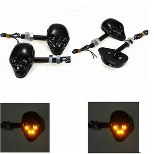 2piars 12V LED Motorcycle Skull Head Turn Signal Indicator Blinker Amber Light