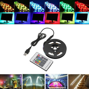 1M 2M 5050 USB RGB Non-Waterproof LED Strip Light With 20 Keys Remote Control DC5V