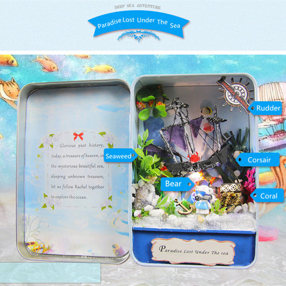 Hoomeda E005 Paradise Lost Under The Sea DIY Dollhouse Kit Box Theater Collection Gift