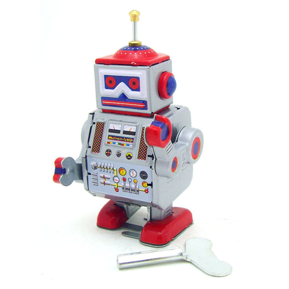 Classic Vintage Clockwork Wind Up Robot Kids Children Reminiscence Tin Toys With Key