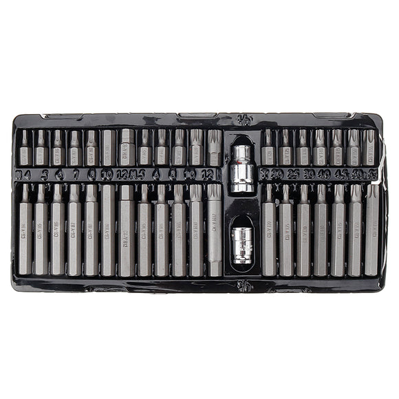 Drillpro 40Pcs/Set Torx Hex Screwdriver Bit with Socket Adapter Set Star Batch Wrench Tool