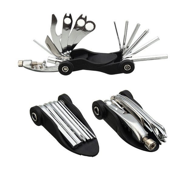 17 In 1 Bicycle Repair Tool Hexagon Screwdriver Wrench Set Safety Knife Chain Rivet Remover Kit
